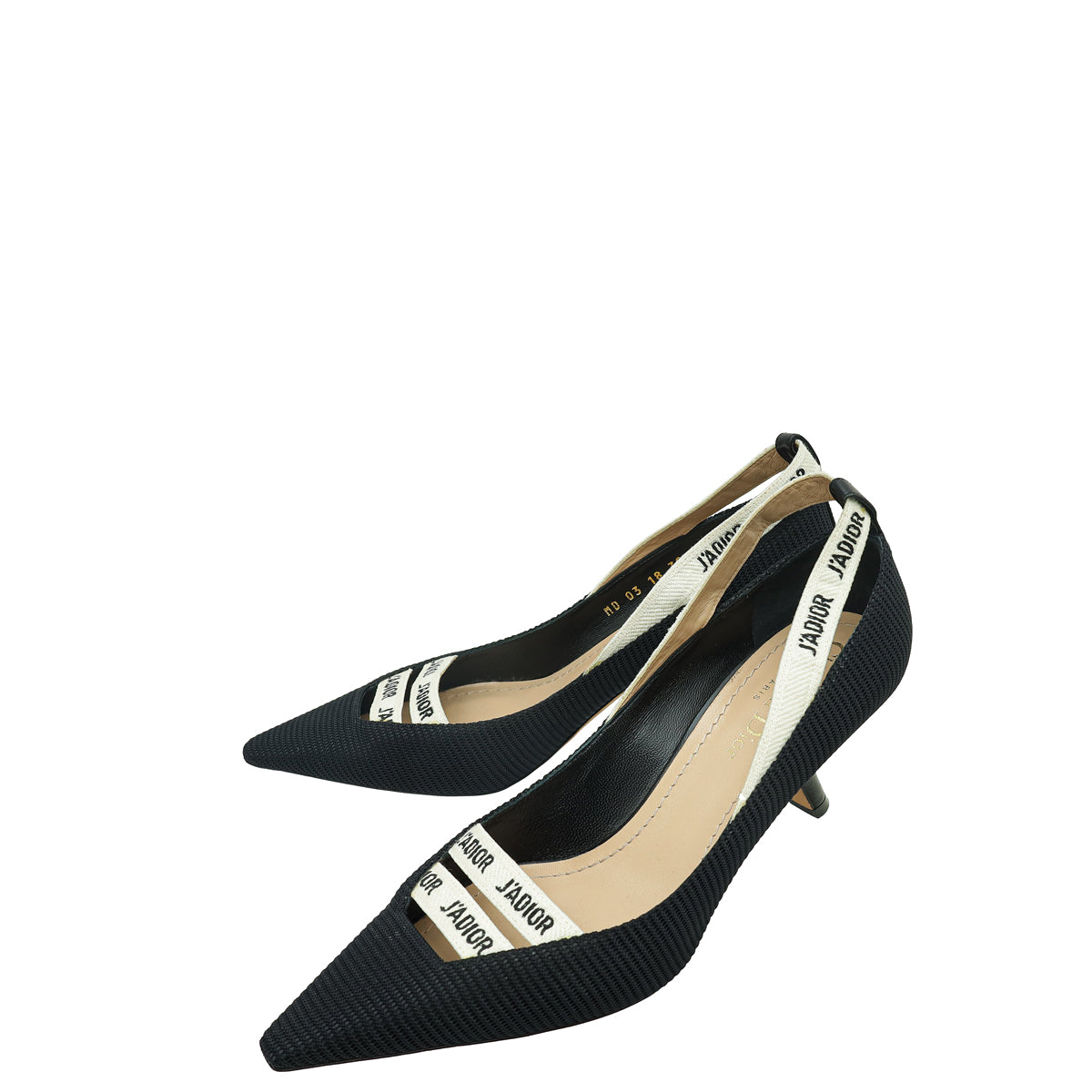 Dior Shoe Christian J'a Ribbon Technical Fabric Pump 38 Black Shoes