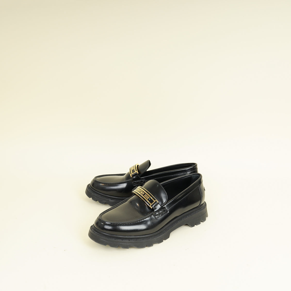 Dior Shoe Christian Code Loafers 39.5 Black Shoes