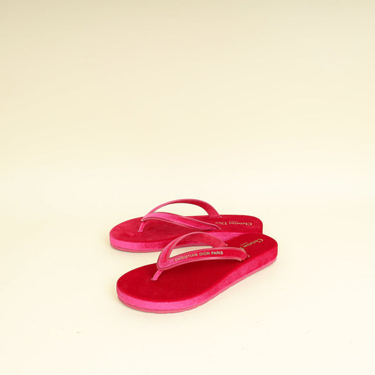 Dior Shoe Christian Rani Velvet sea Thong Sandal 39 Pink Shoes