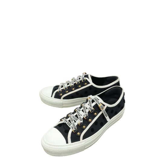 Dior Shoe Christian Walk'n' Dot Sneaker 40 Canvas Black Shoes