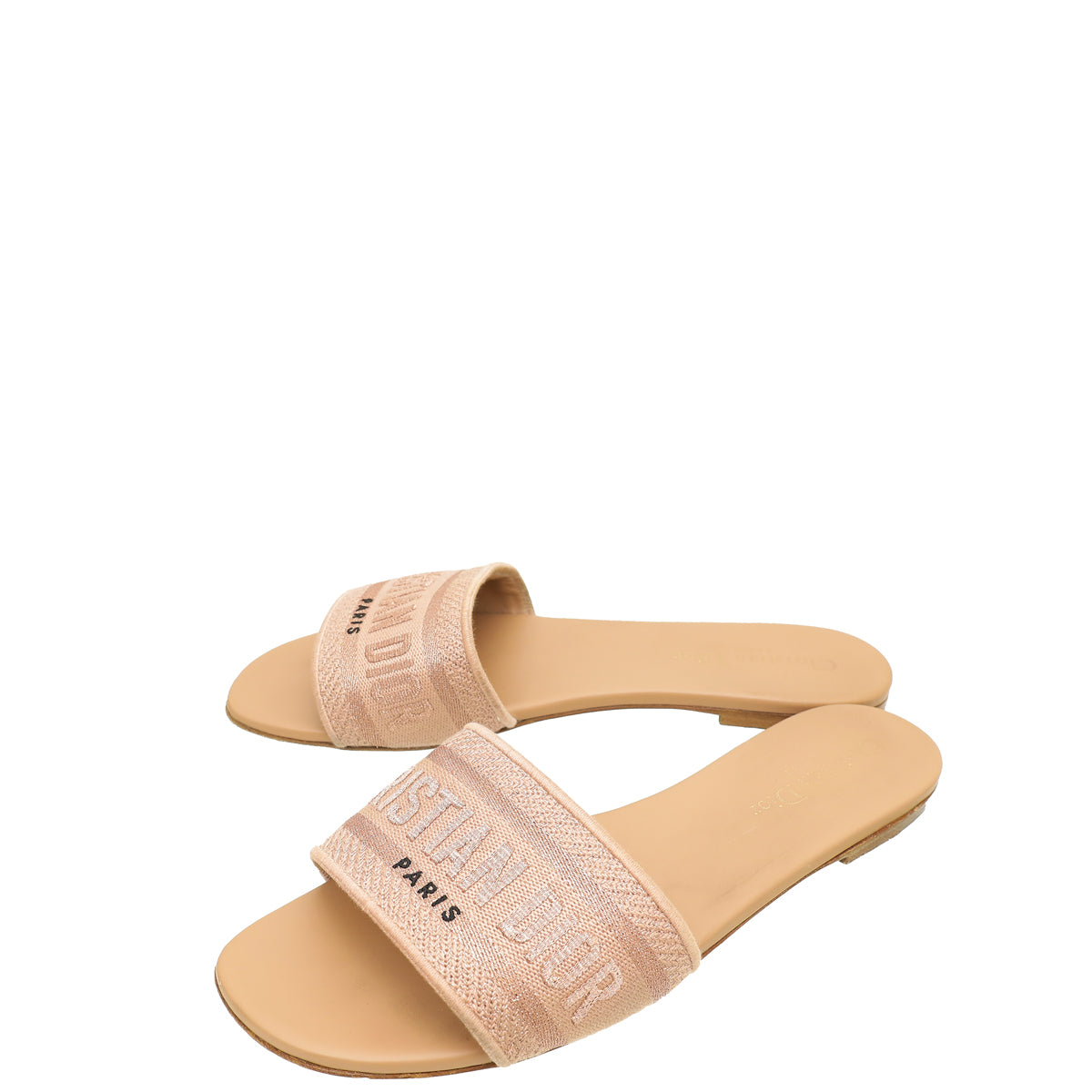 Dior Shoe Christian Blush Dway Metallic Sandal 40 Embroidered Shoes
