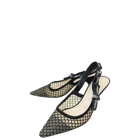 Dior Sling Bag Christian J'A Mesh Slingback 40 Black Shoes