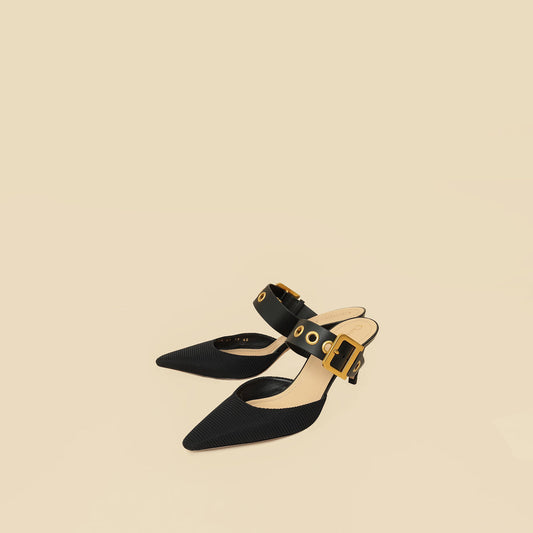Dior Shoe Christian D- Heeled Mules 40 Black Shoes