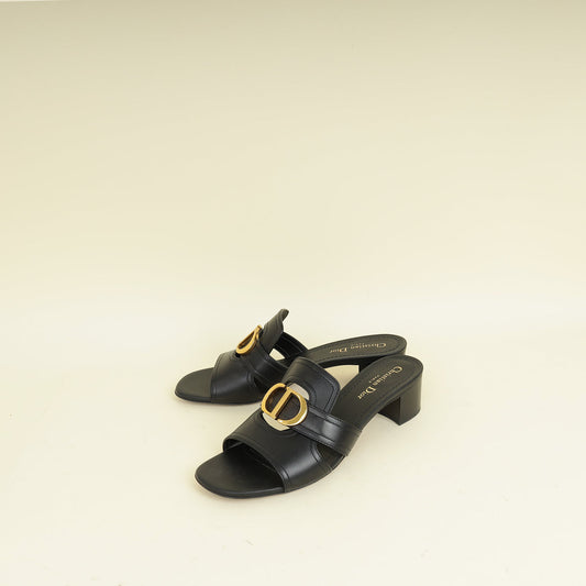 Dior Shoe Christian 30 Montaigne Heeled Slides 40 Black Shoes