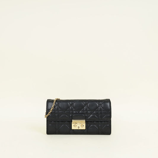 Dior Handbag Christian Cannage New Lock Wallet Black