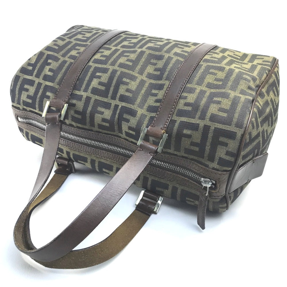 Fendi Handbag Zucca Ff Pattern Women Leather Canvas Brown Travel Bag E 200826 1