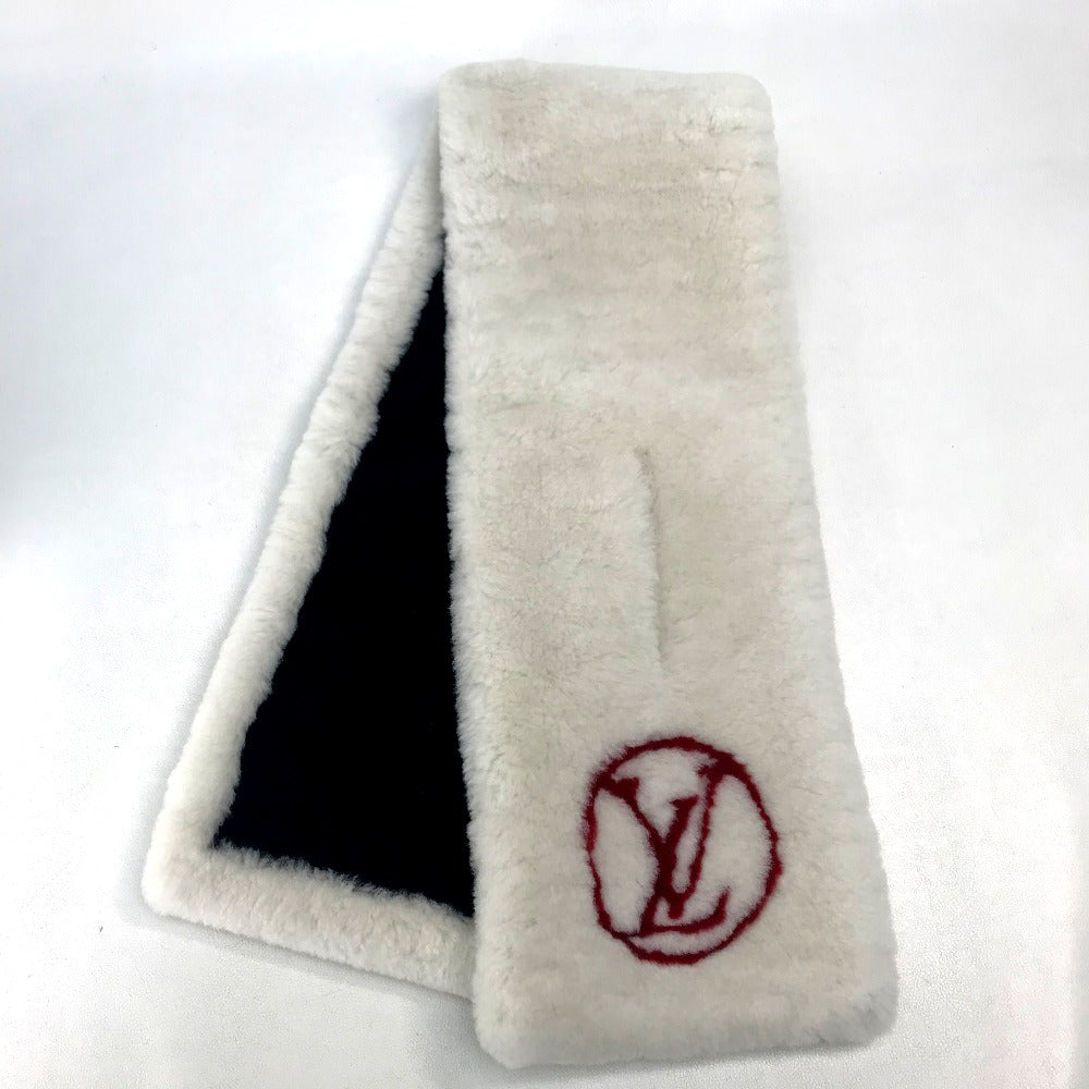 Louis Vuitton Scarf M70434 Cashmere Mouton x Monogram White Red