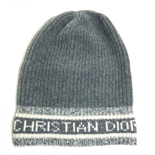 Dior Christian Knit Hat Wool Cashmere Gray D White Logo Travel Bag