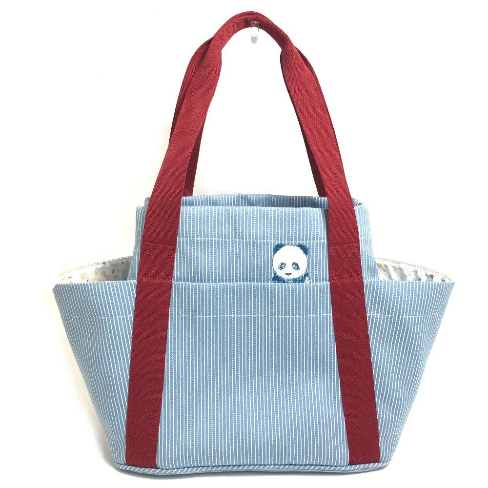 Hermes Tote Bag Panda Pass Pass Mothers Bag Women Canvas Blue Red