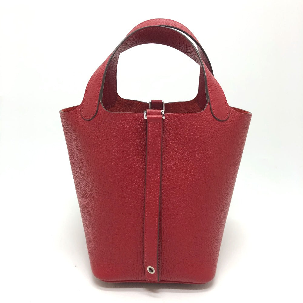 Hermes Handbag Taurillon Clemence Picotan Lock Pm Women Red Travel Bag