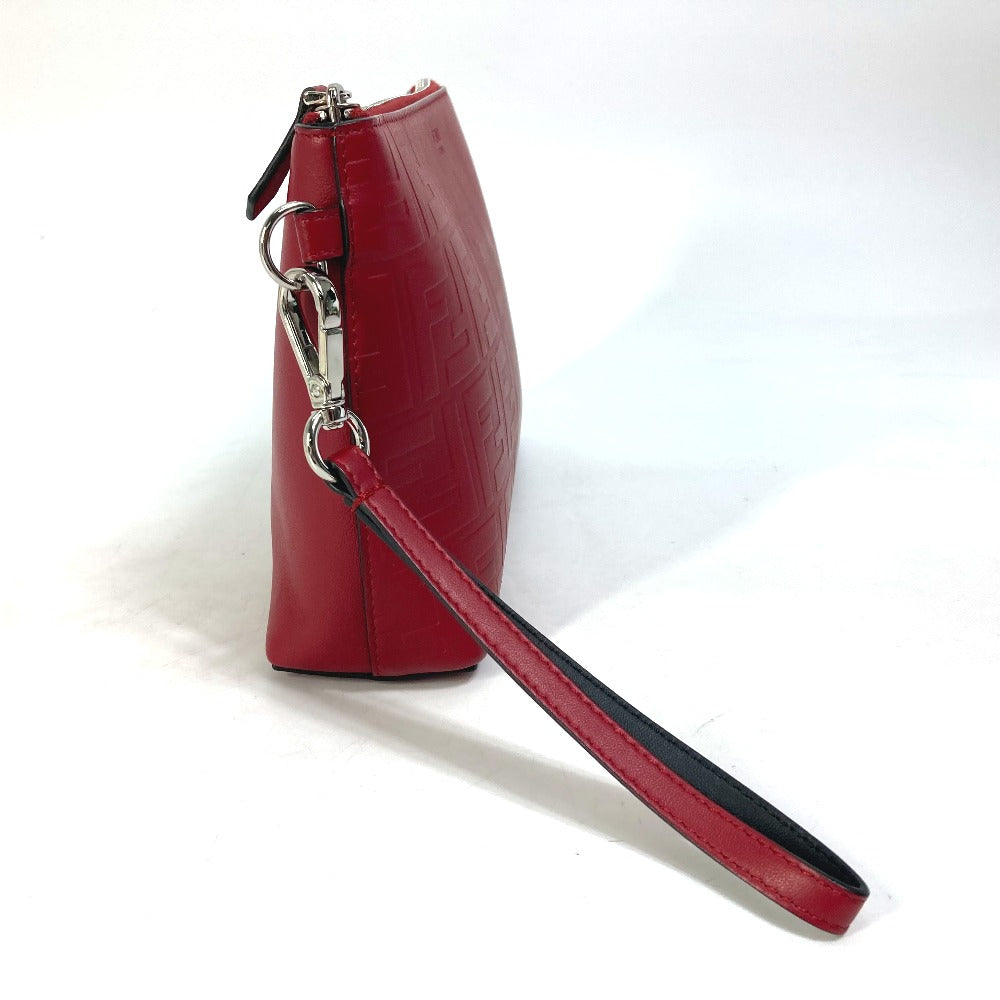 Fendi Clutch Bag 7N0106 Zucca Mens Leather Red