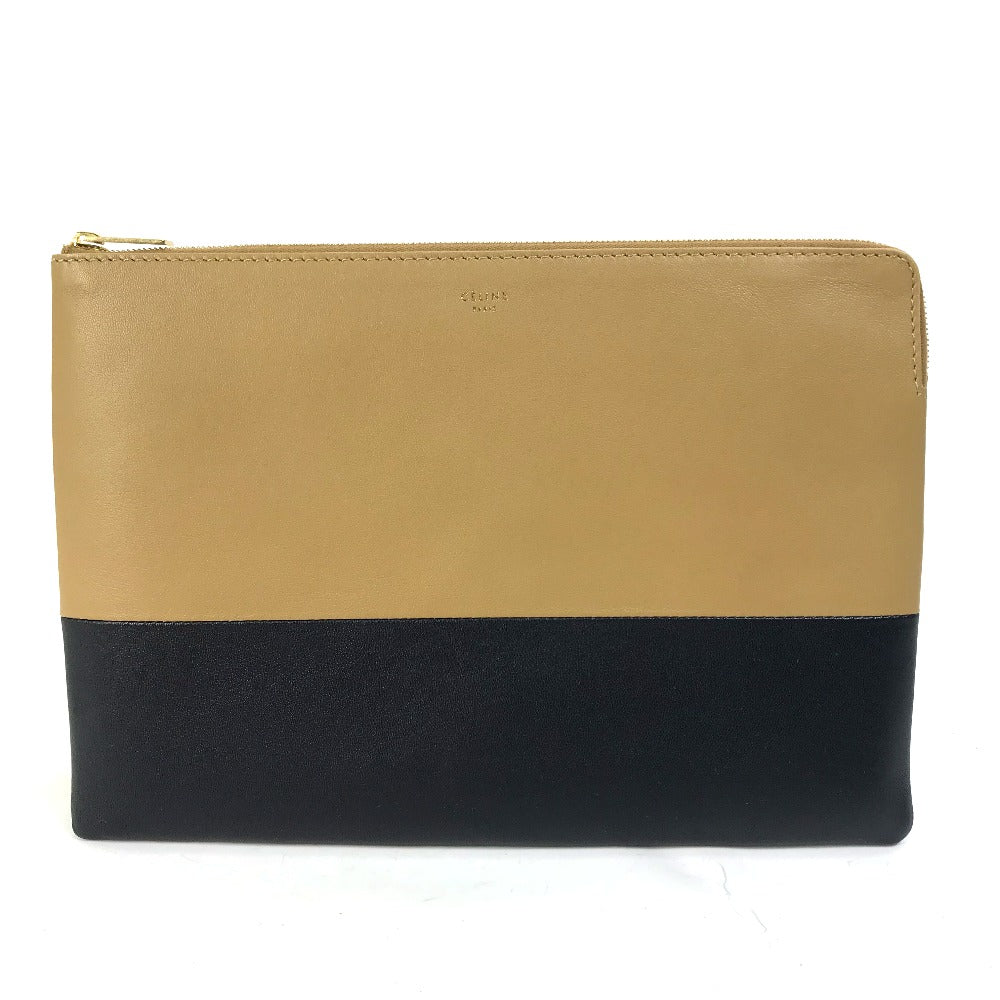 Clutch Bag Two Tone By Color Women Leather Brown