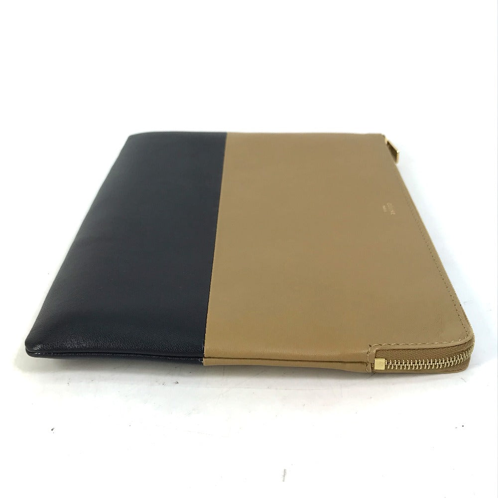 Clutch Bag Two Tone By Color Women Leather Brown