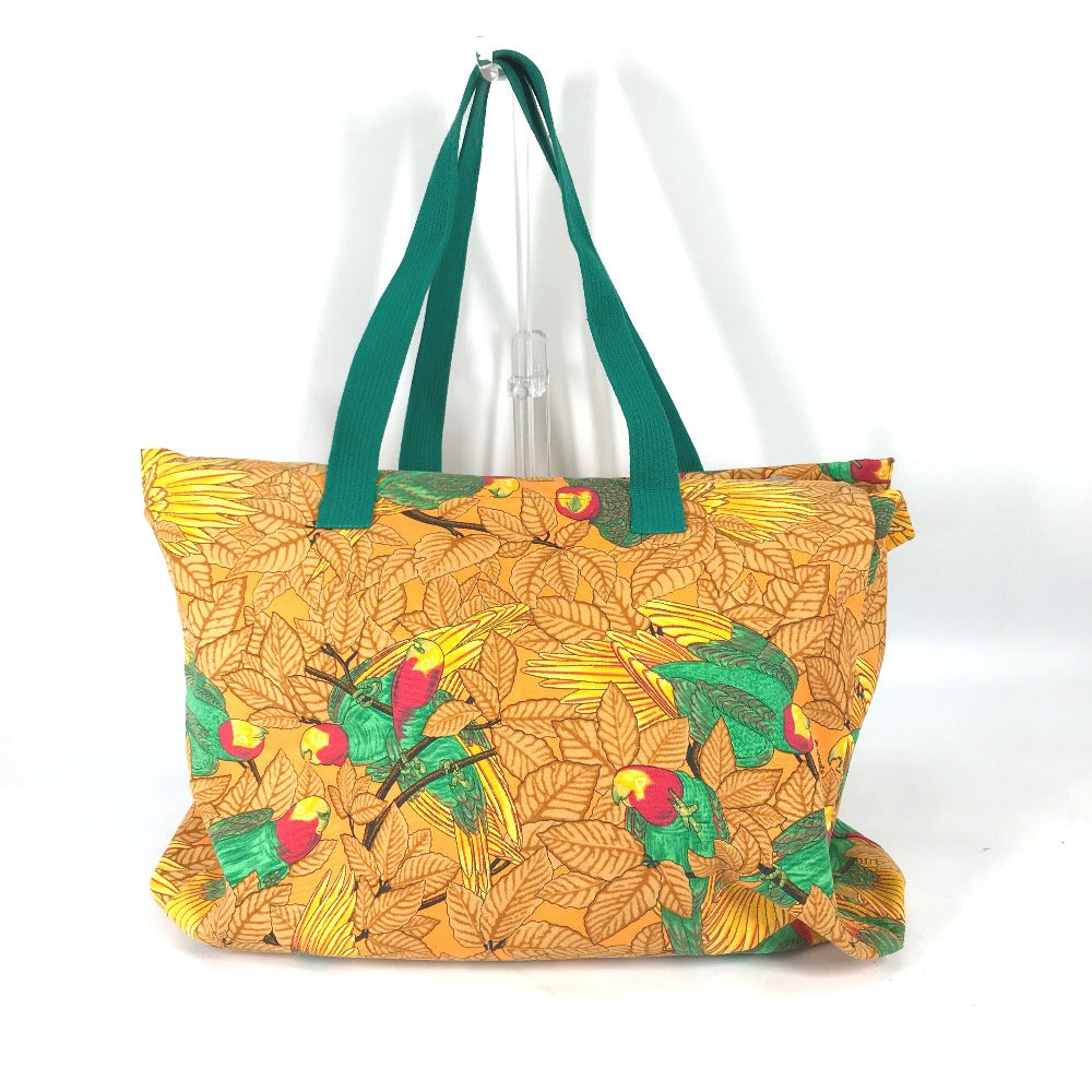 Tote Bag Orange Bird Motif Bird Pattern Canvas Large