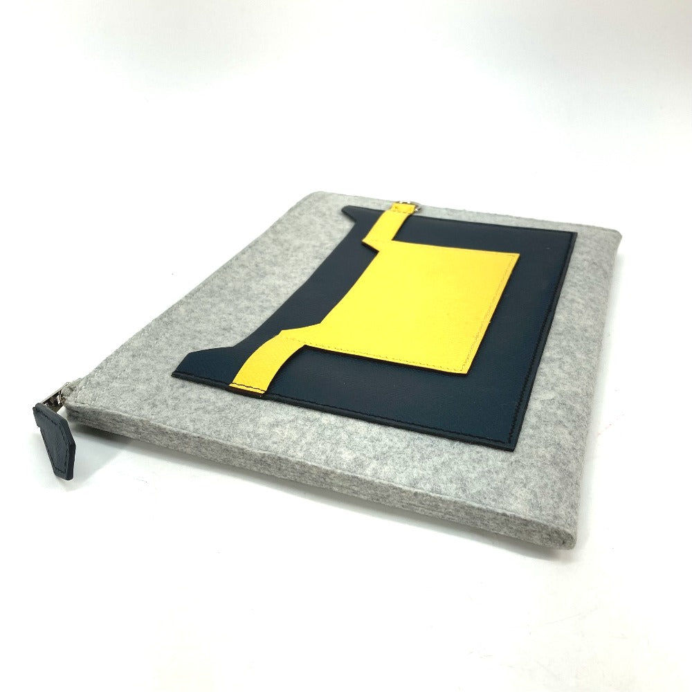 Clutch Bag Felt Epsom Gray X Yellow