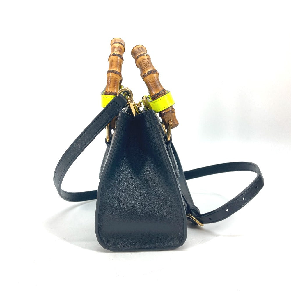 Gucci Neon color strap included Diana Leather Black Mini Tote Bag