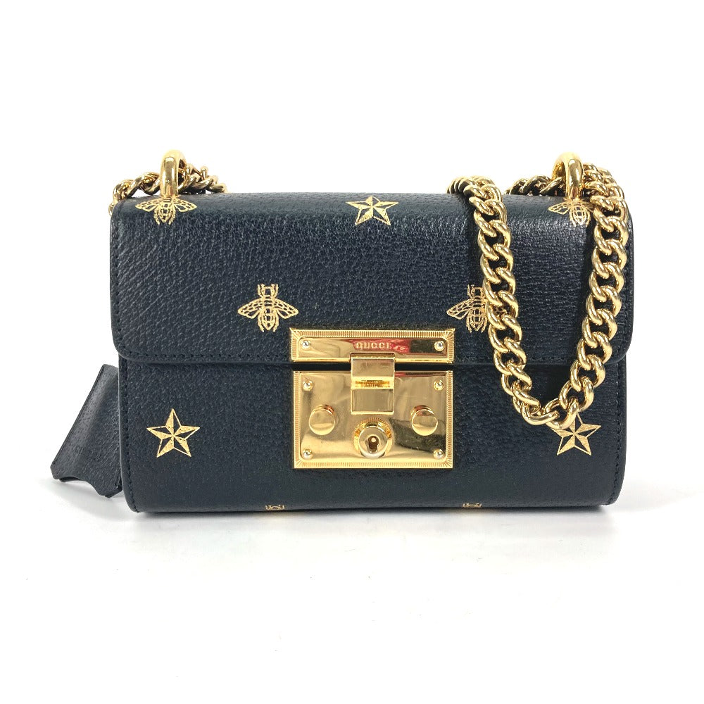 Gucci pochette PADLOCK BEE Leather Black Crossbody Bag