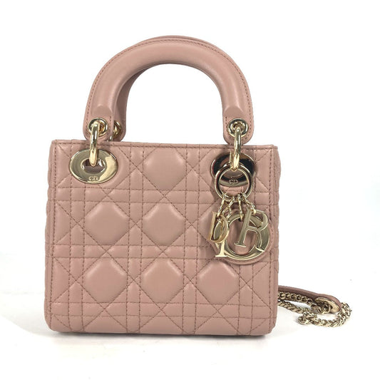 Dior Handbag M Onge M P Lambskin Type Beige Pink Travel Bag