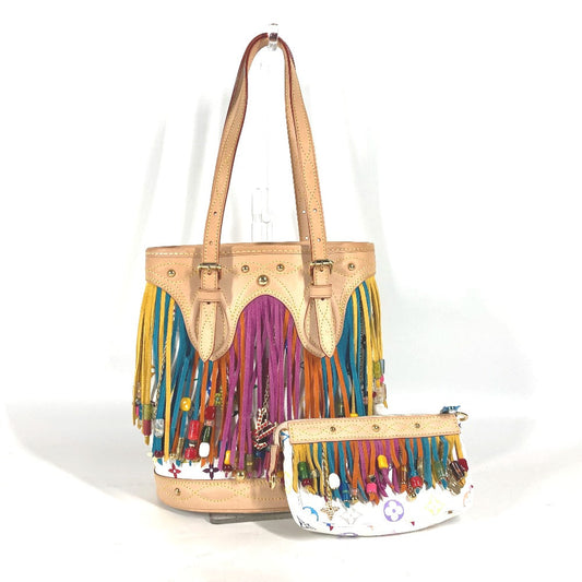 Louis Vuitton M40109 Bucket Flange Monogram Canvas White Multicolor Shoulder Bag