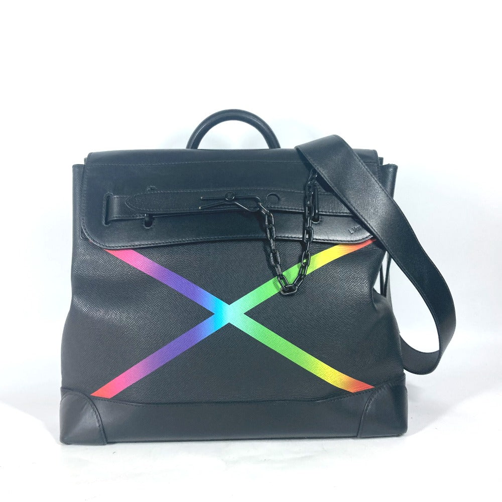 Louis Vuitton M30339 Taiga rainbow Steamer Leather Black Handbag