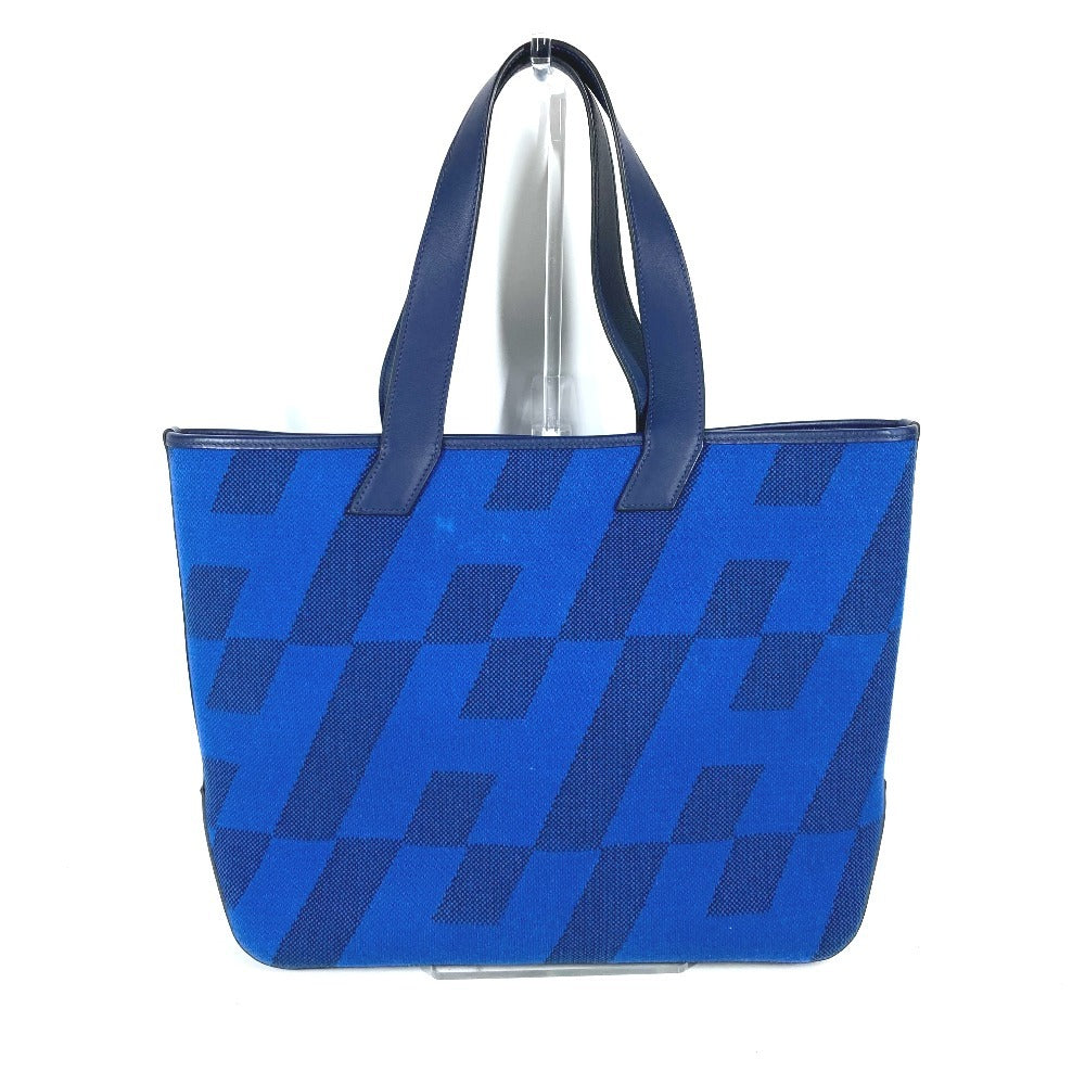 Hermes Tote Bag Handbag Ambier Gm Unisex Unisex Leather Canvas Blue