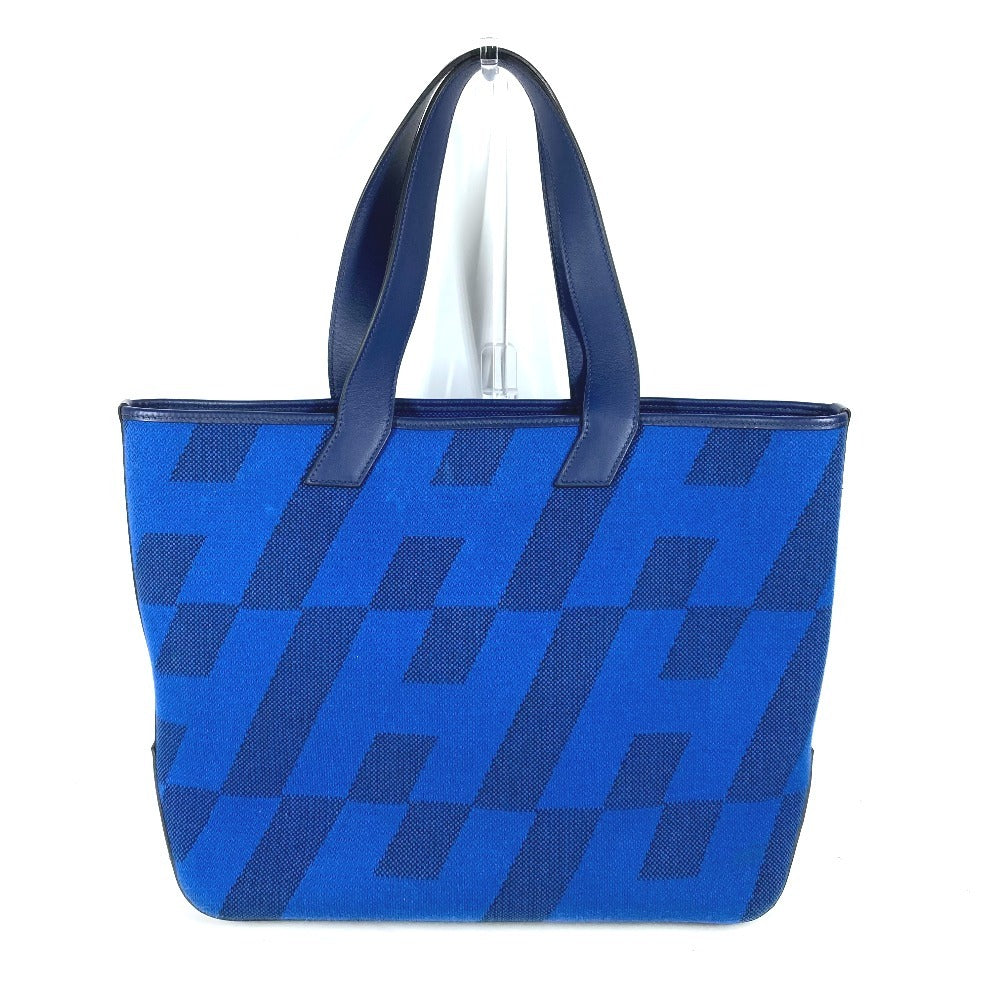 Hermes Tote Bag Handbag Ambier Gm Unisex Unisex Leather Canvas Blue