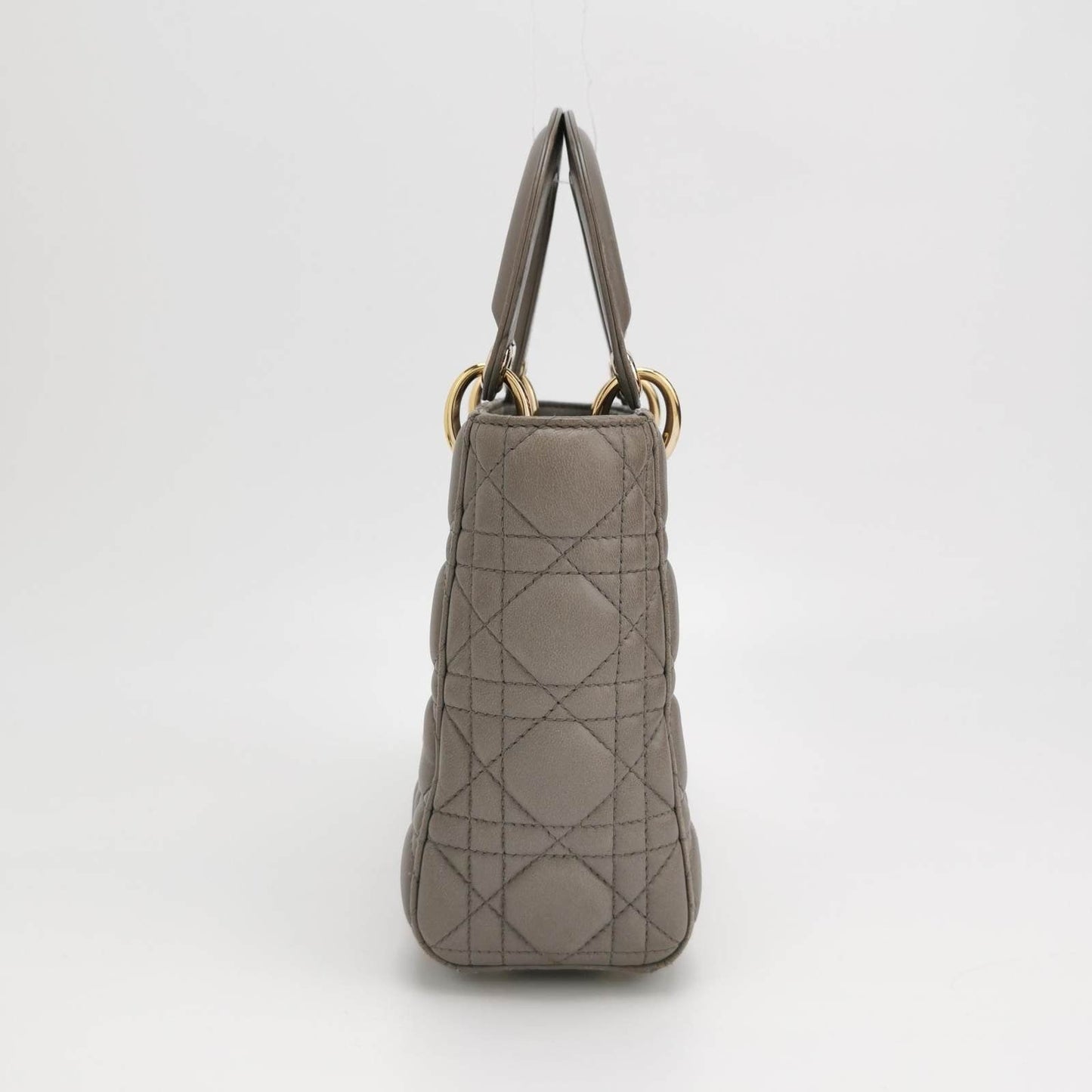 Dior Lady Abc Grey Cannage Lambskin Handbag Leather Travel Bag