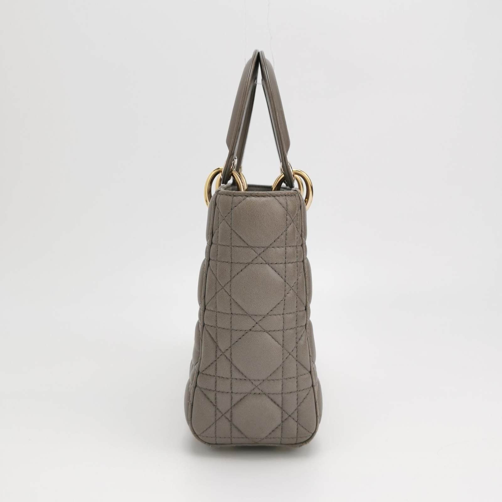 Dior Lady Abc Grey Cannage Lambskin Handbag Leather Travel Bag