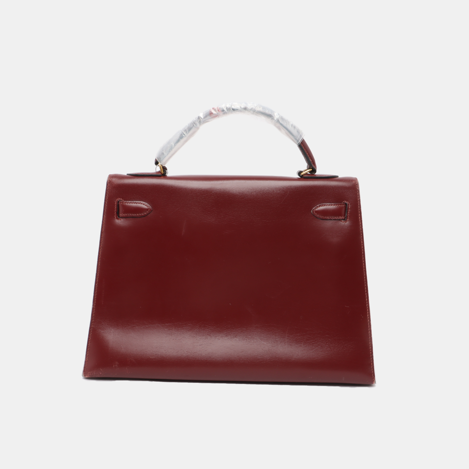 Hermes Kelly Sellier Burgundy Box Hw Handbag Leather Gold Travel Bag