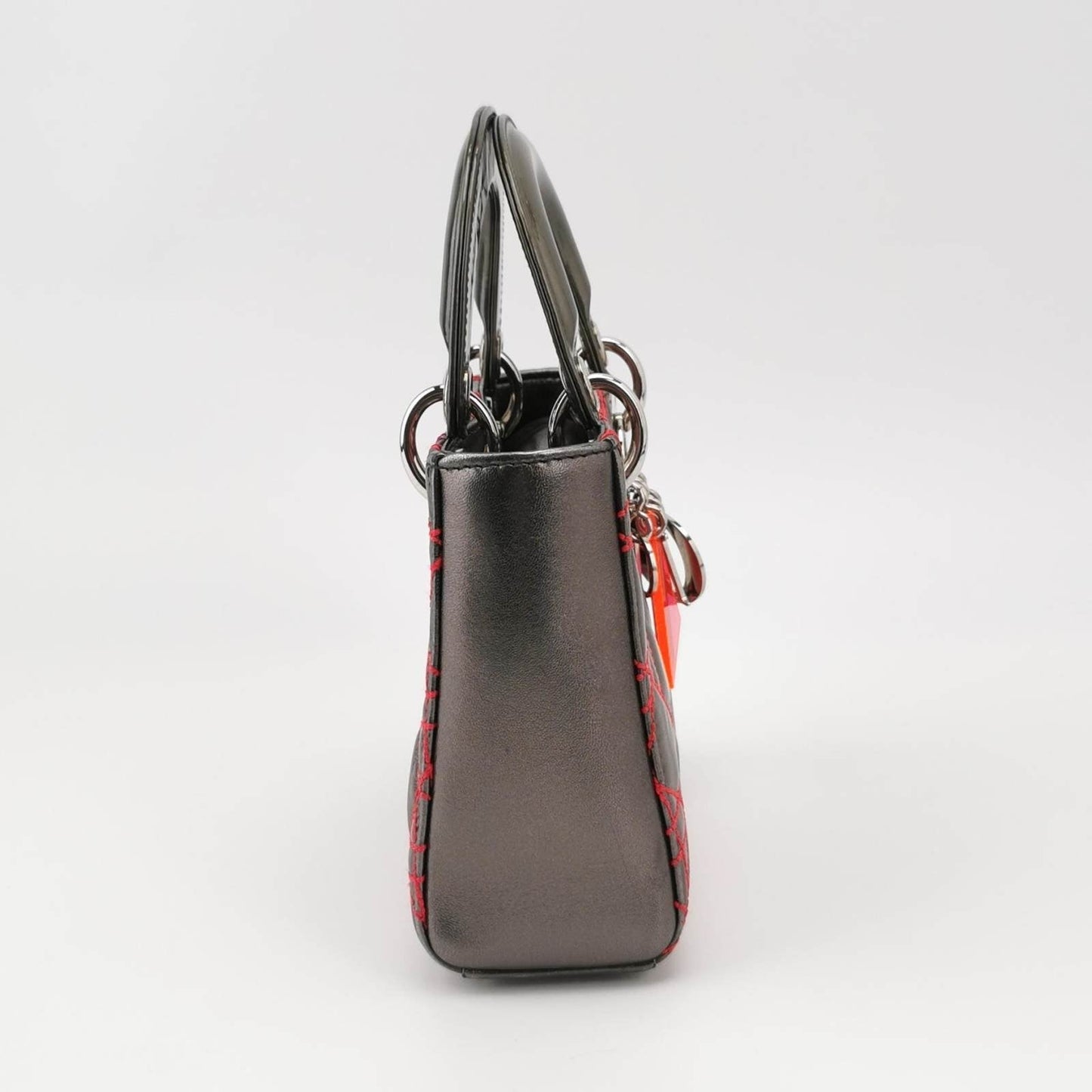 Dior Lady Grey With Cannage Stitching X Anselm Leather Red Travel Bag