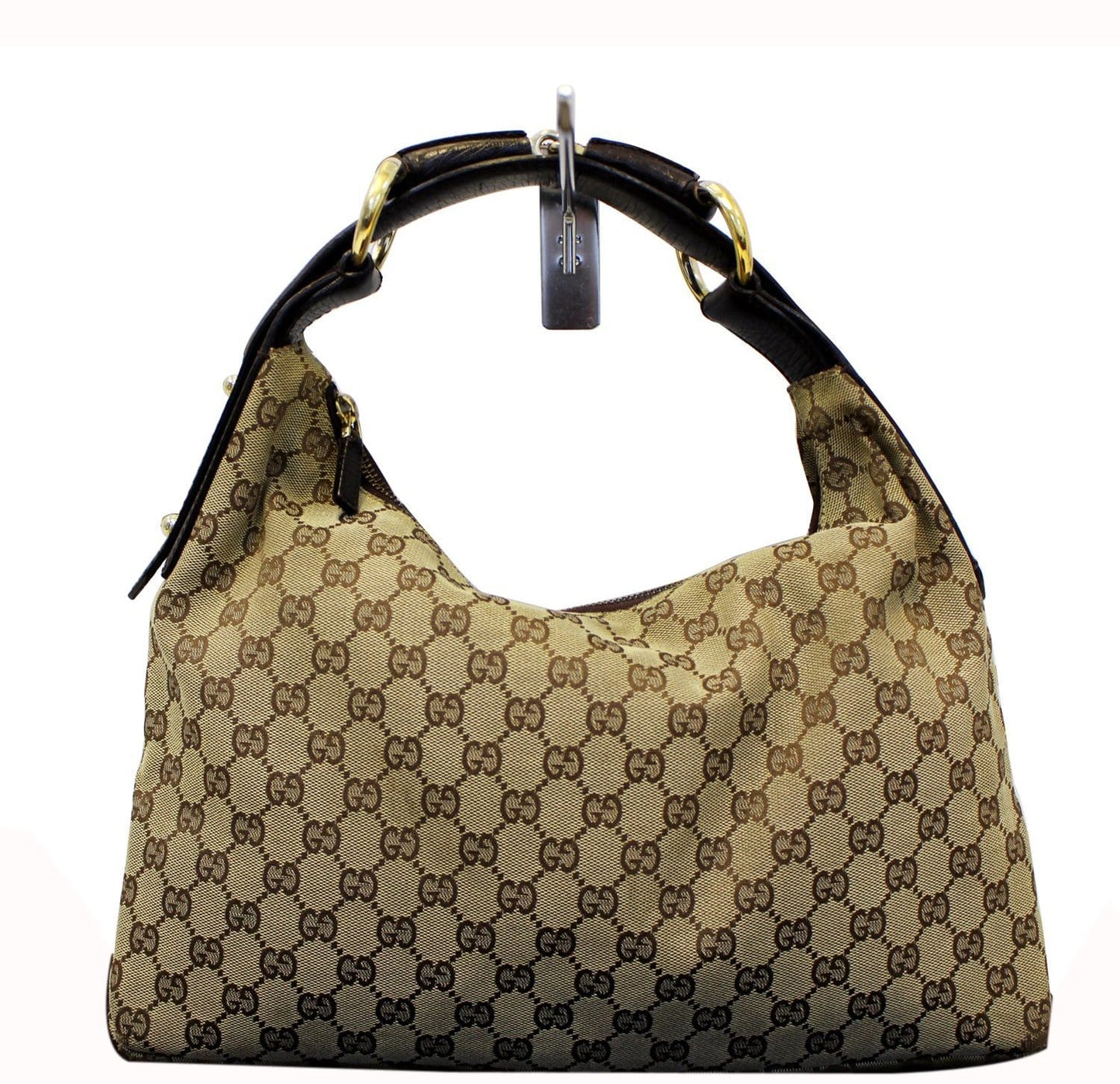 Gucci Horsebit Hobo Bag Canvas Beige Travel Bag