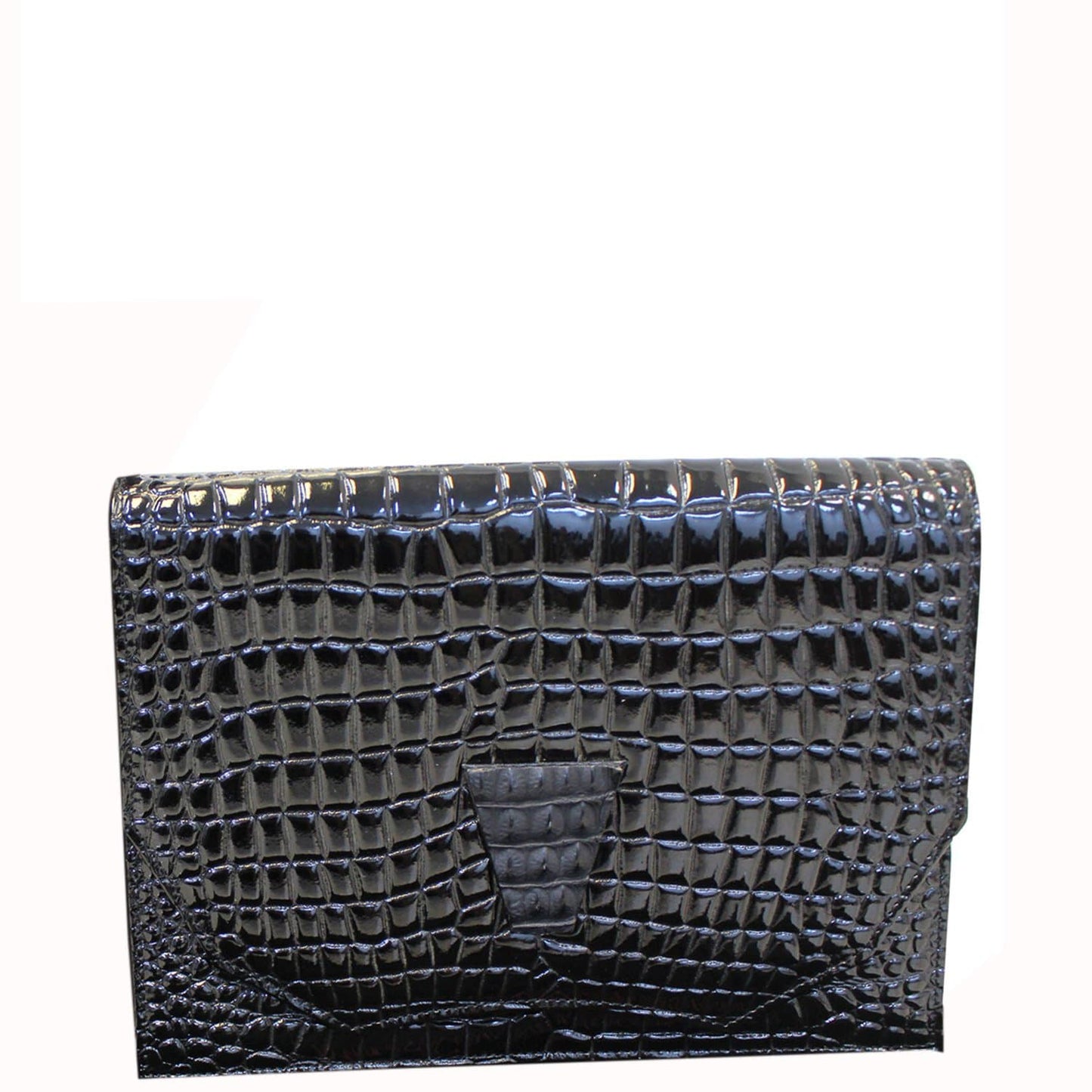 YSL Saint Laurent Saint Crocodile Clutch Bag Leather Black