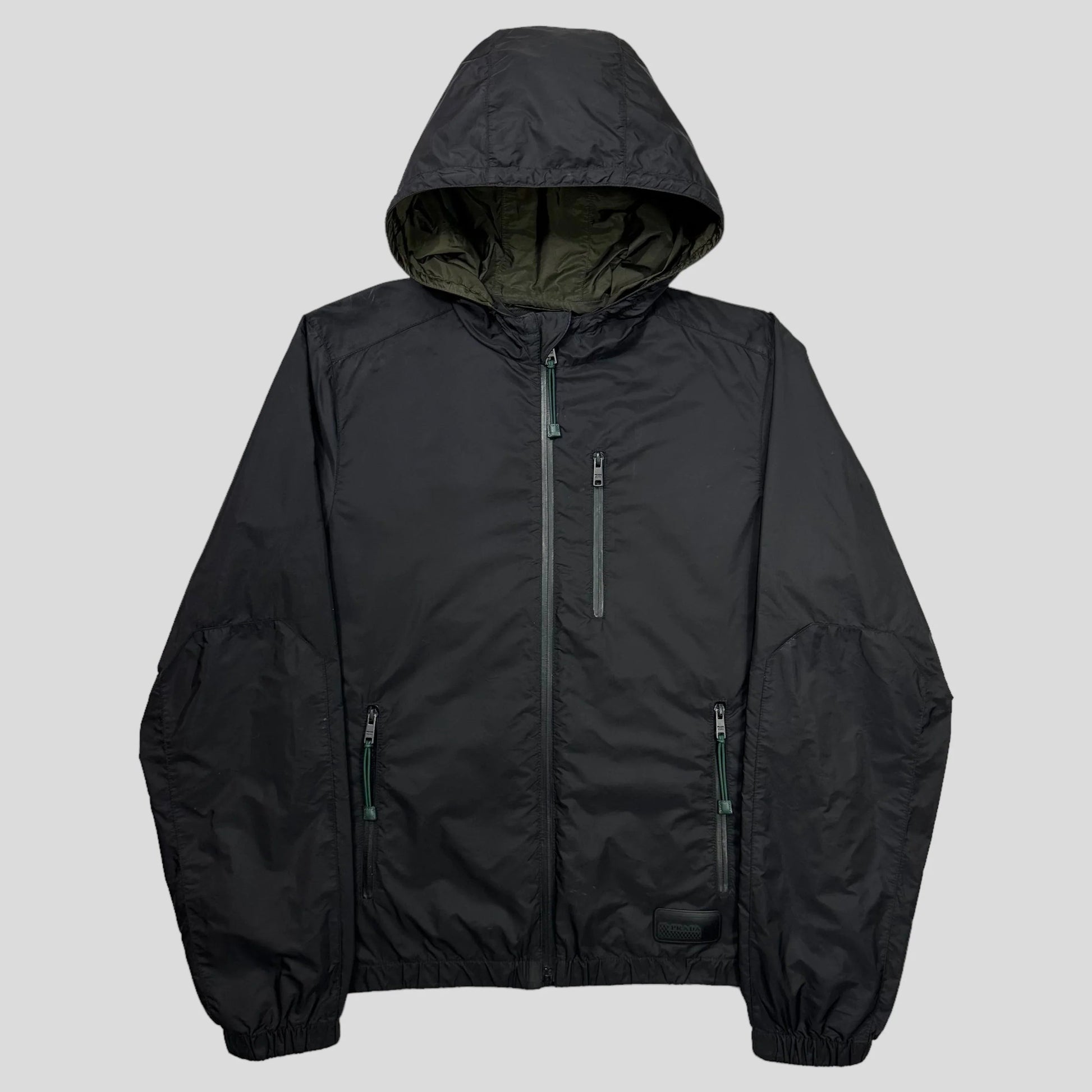 Prada Handbag Milano Rubber Laminated K-way Windbreaker - L Logo