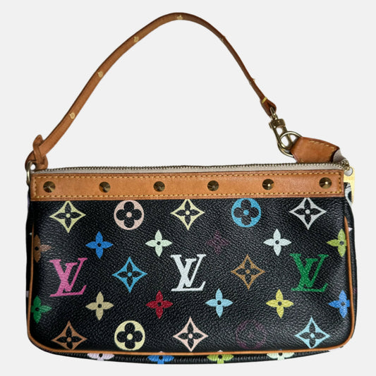 Louis Vuitton x Takashi Murakami Pochette Accessoire Black Multicolor Clutch Bag