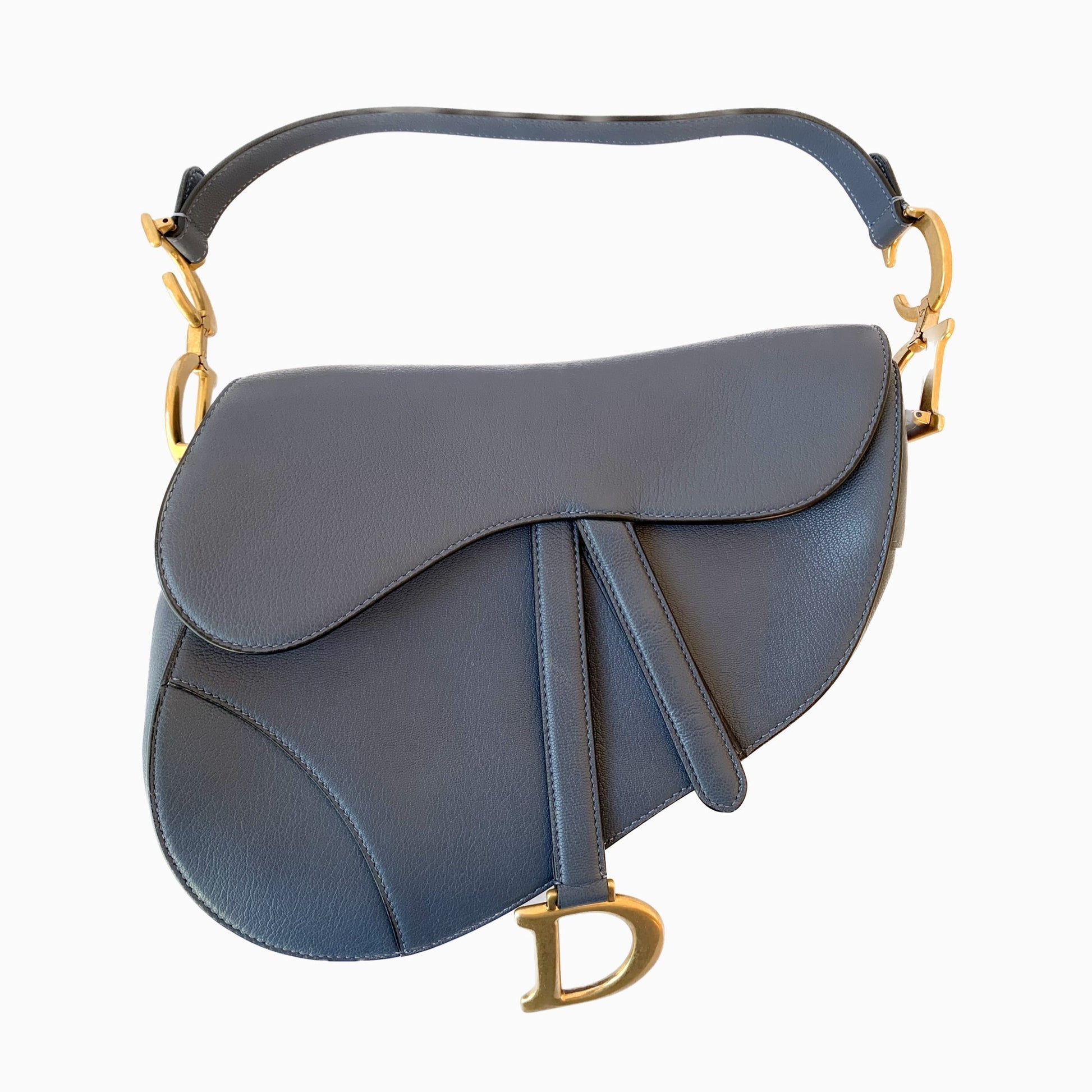 Dior Saddle Grey Handbag Leather Blue Travel Bag