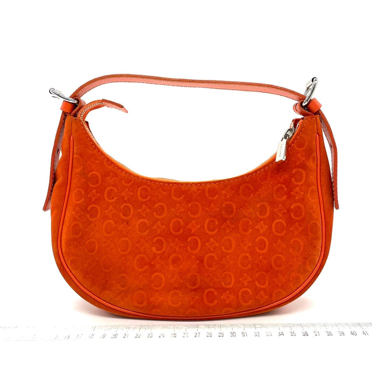 Celine Ava Hobo Orange Shoulder Bag Leather Suede