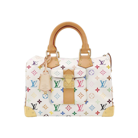 Louis Vuitton x Takashi Murakami Speedy 30 Lock Multicolor White Handbag Multicolor 12