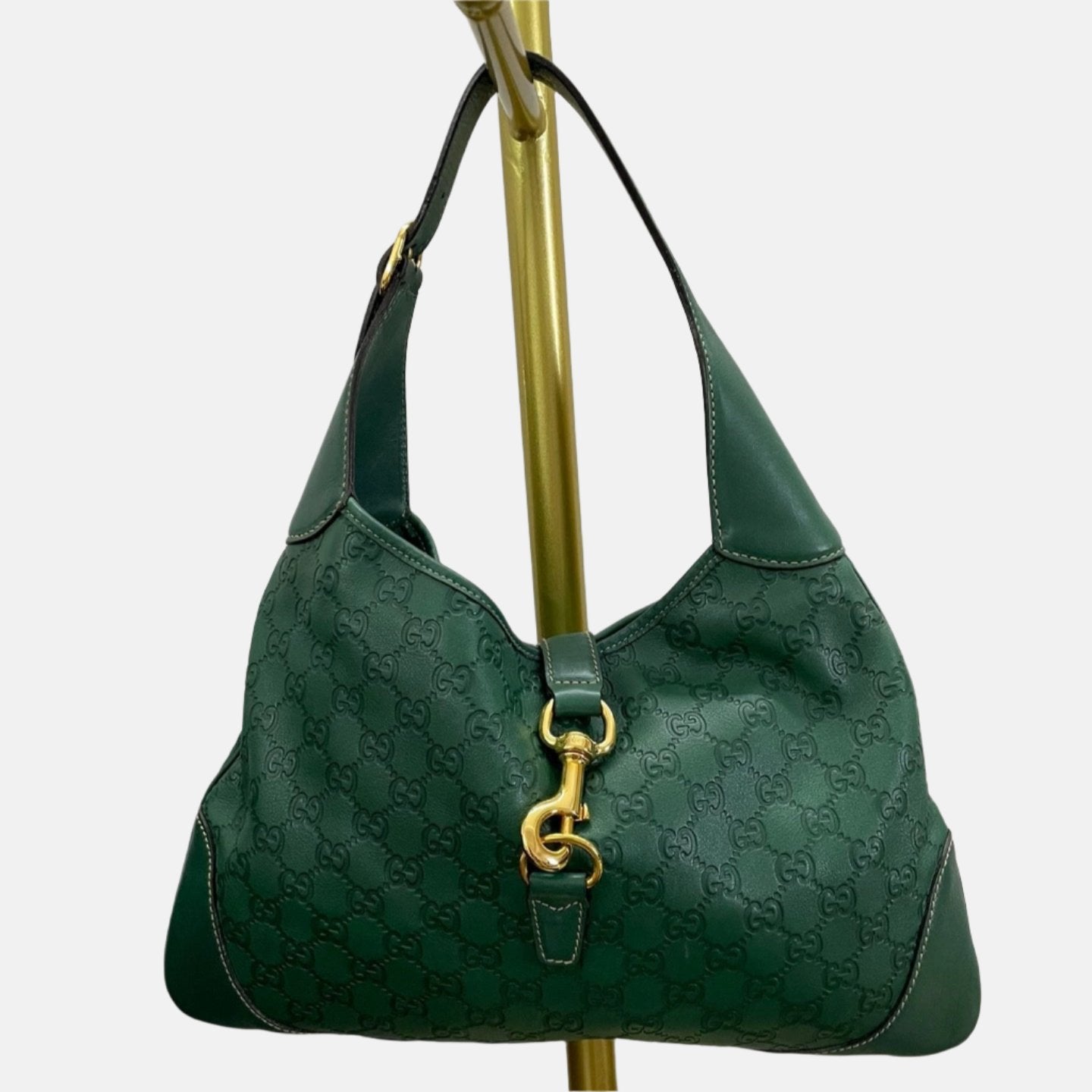 Gucci Jackie Monogram Leather Green Medium Travel Bag