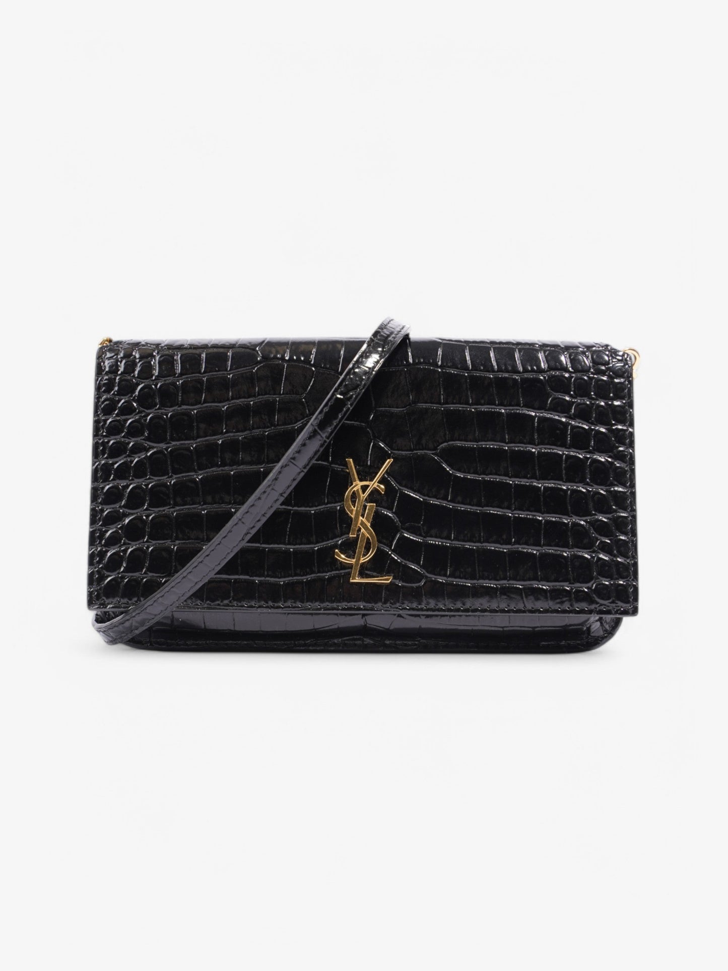 YSL Saint Laurent Cassandre Crossbody Bag Leather Black Embossed