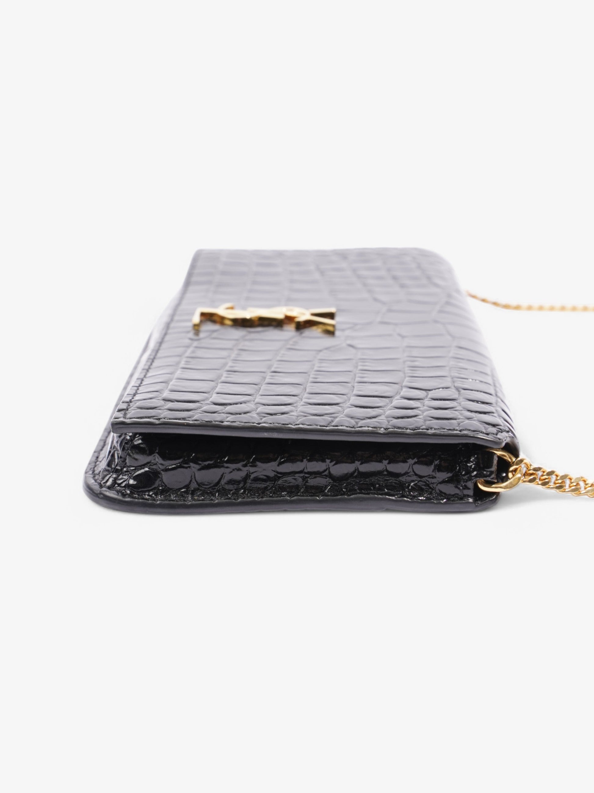 YSL Saint Laurent Cassandre Crossbody Bag Leather Black Embossed