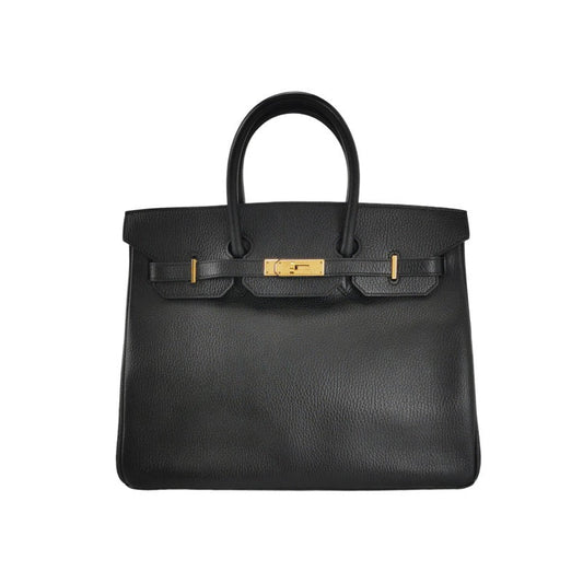 Hermes Birkin Calfskin Hardware Handbag Leather Black Travel Bag
