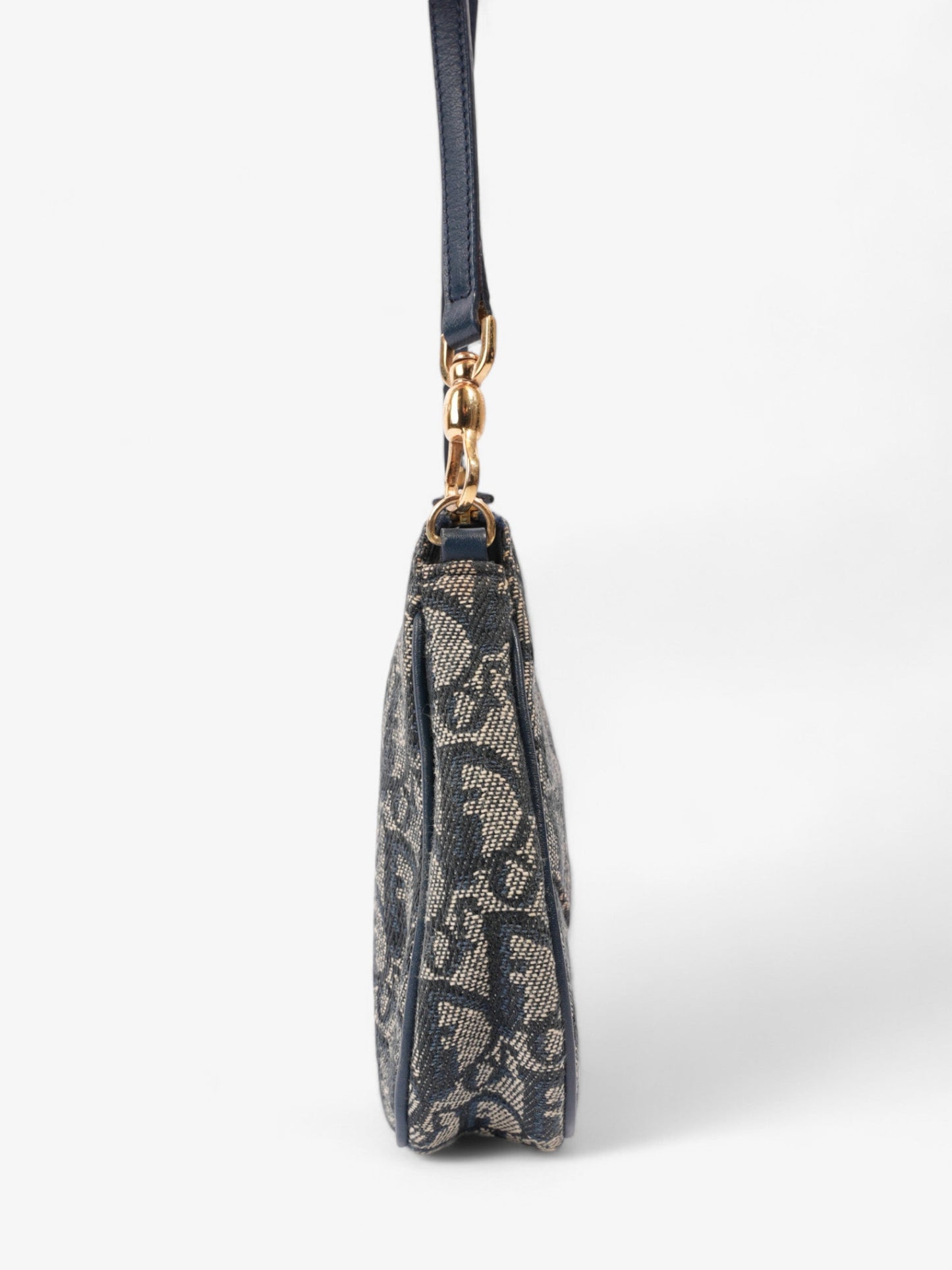 Dior Christian Saddle Pouch Oblique Shoulder Bag Canvas Blue