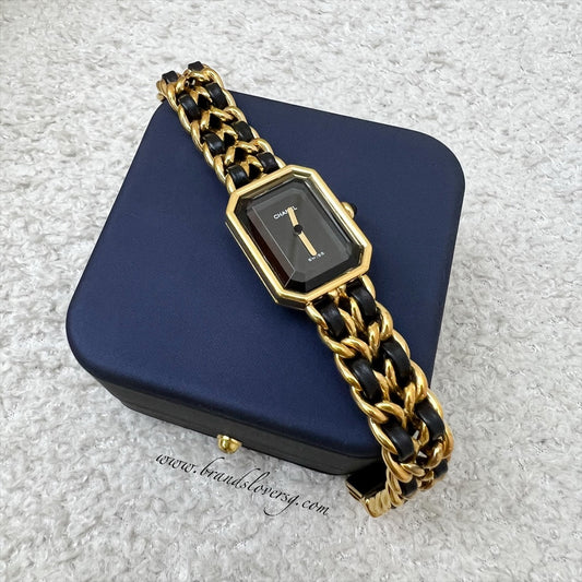 Premiere Watch in Gold Plated HW and Black Leather Size M Ghw Year
