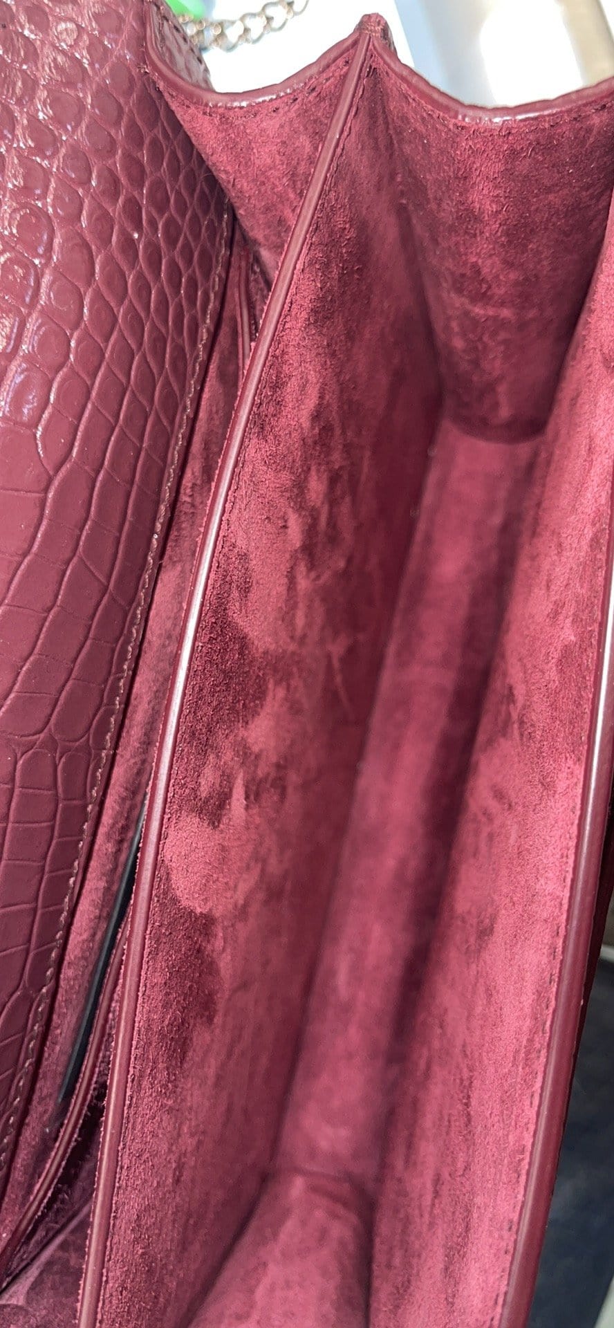 YSL Saint Laurent Yves Sunset Crocodile Crossbody Bag Rouge Legion Leather Medium