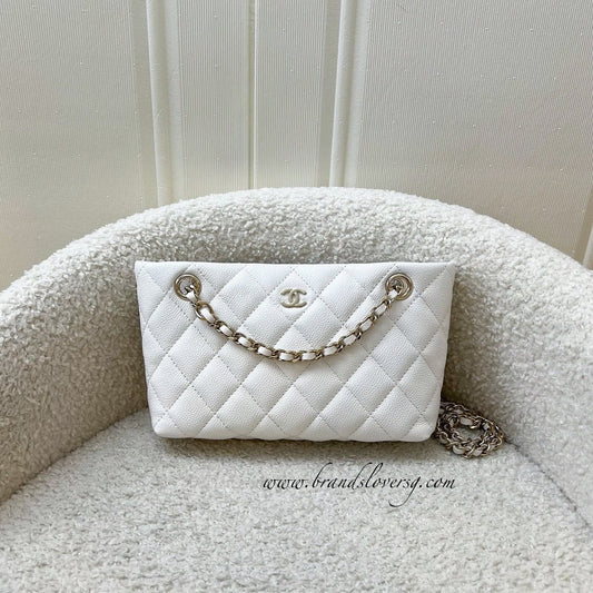 Chanel Mini Clutch with Chain in White Caviar LGHW (Model: )