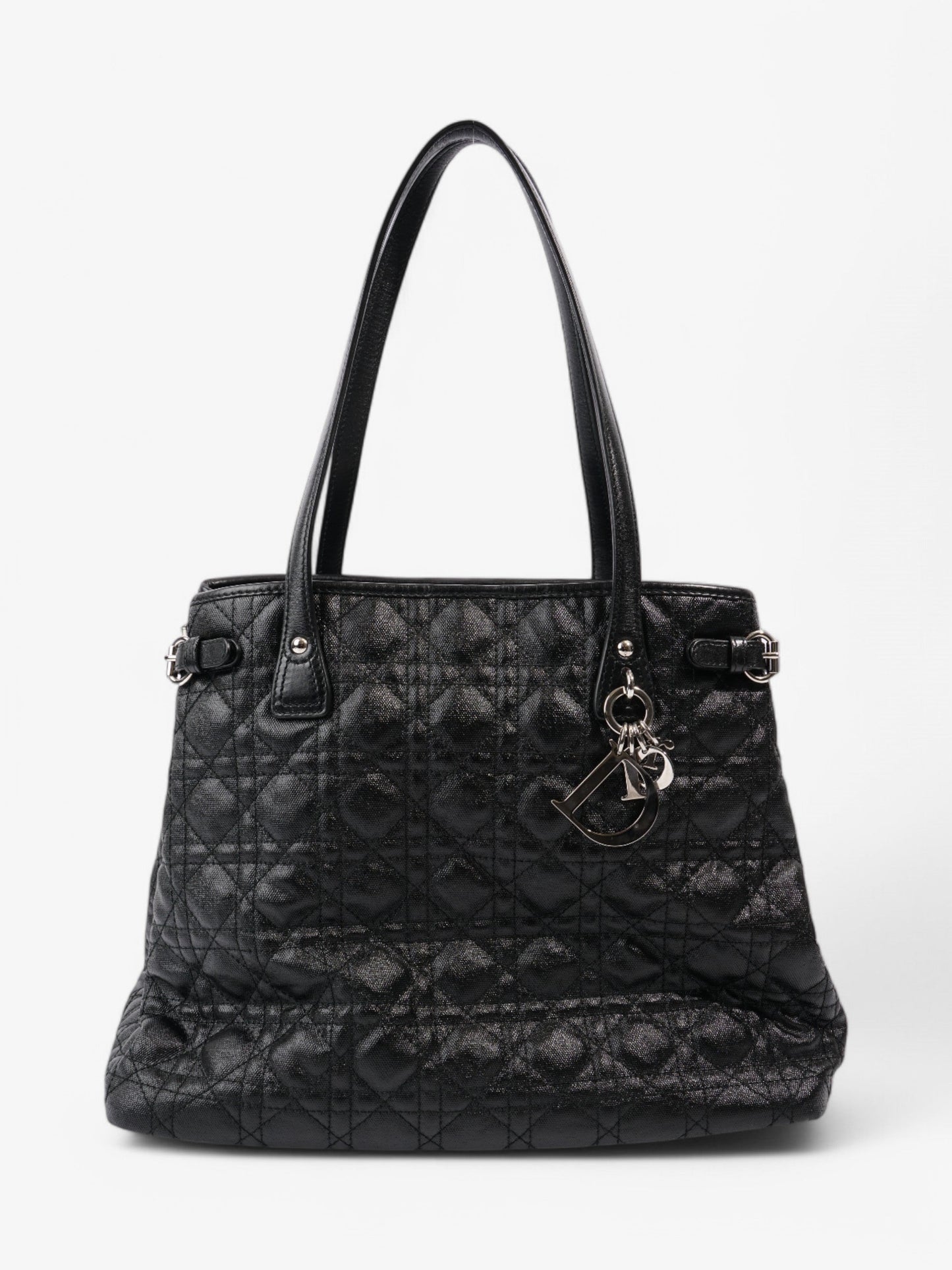 Dior Christian Panarea Tote Coated Canvas Black Shoulder Bag
