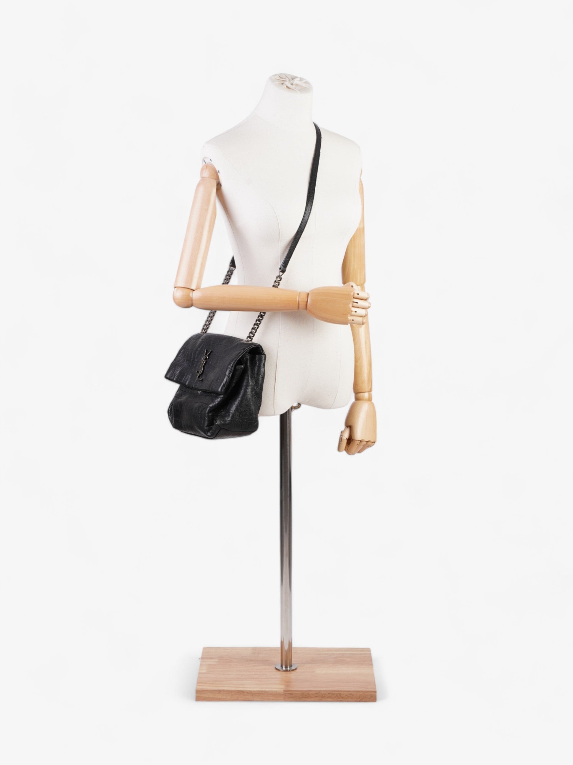 YSL Saint Laurent West Hollywood Calfskin Crossbody Bag Leather Monogram Black