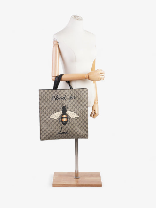 Gucci Blind For Love And Ebony Supreme Coated Canvas Beige Tote Bag