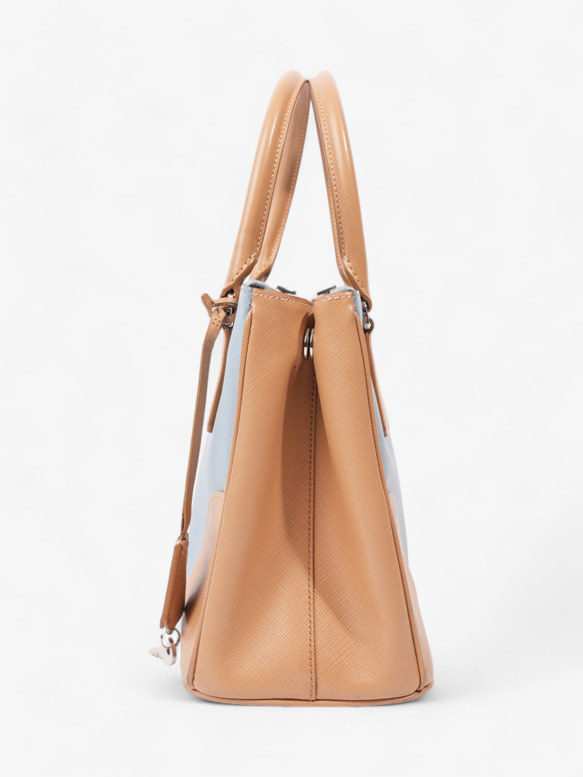 Prada Galleria Double Tote Leather Saffiano Beige Shoulder Bag