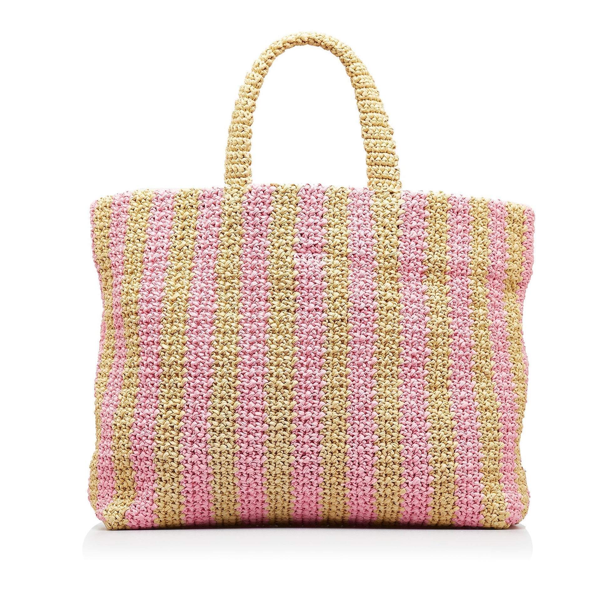 Prada Tote Raffia Pink Large Tote Bag